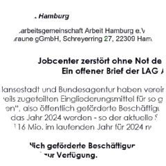 Jobcenter zerstört ohne Not den sozialen Arbeitsmarkt in Hamburg